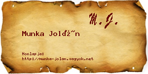 Munka Jolán névjegykártya